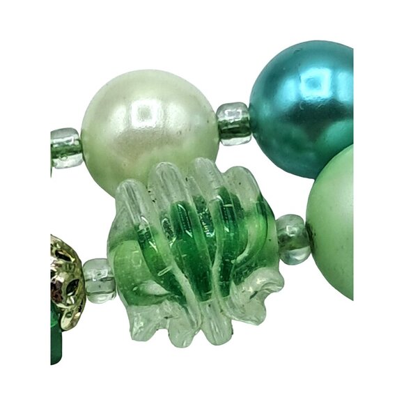 Vintage Foil Art Glass Beaded Necklace Earrings Japan Multi-Strand Set Signed Vi - Picture 4 of 12